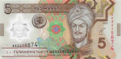 Turkmenistan - 5 Manat (#049_UNC)