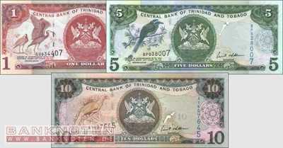 Trinidad & Tobago: 1 - 10 Dollars (3 banknotes)