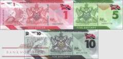 Trinidad und Tobago: 1 - 10 Dollars (3 Banknoten)