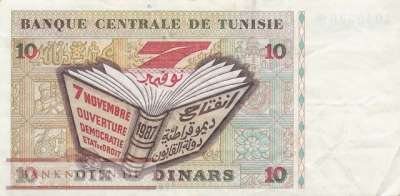 Tunesien - 10  Dinars (#087A_VF)