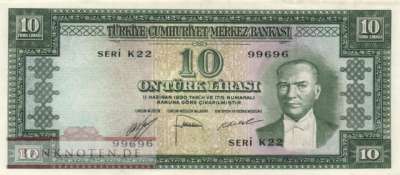 Türkei - 10  Lira (#157a_XF)