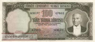 Türkei - 100  Lira (#167a_VF)