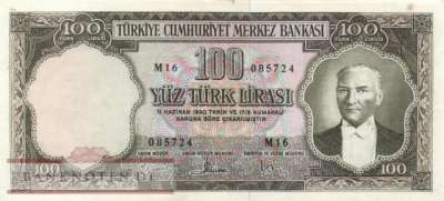 Turkey - 100  Lira (#169a_VF)