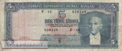 Türkei - 5  Lira (#173a_F)