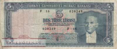 Turkey - 5  Lira (#173a_F)