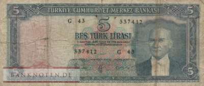 Türkei - 5  Lira (#173a_VG)