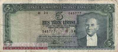 Turkey - 5  Lira (#174a_VG)