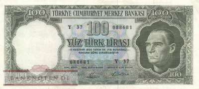 Turkey - 100  Lira (#177a_VF)