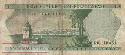 Turkey - 10  Lira (#180-1_F)