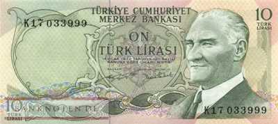 Turkey - 10  Lira (#186_UNC)