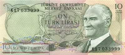 Türkei - 10  Lira (#186_UNC)