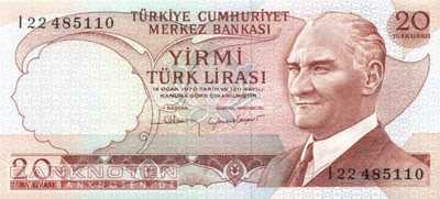 Türkei - 20  Lira (#187b_UNC)