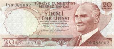 Türkei - 20  Lira (#187b_VF)