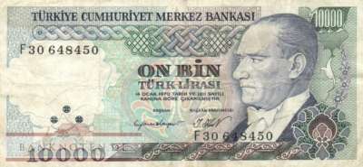 Türkei - 10.000  Lira (#199b-1_F)