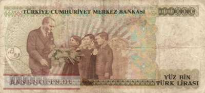 Türkei - 100.000  Lira (#205a_F)