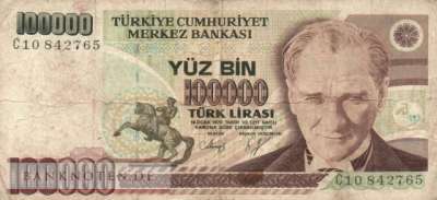 Türkei - 100.000  Lira (#205a_F)