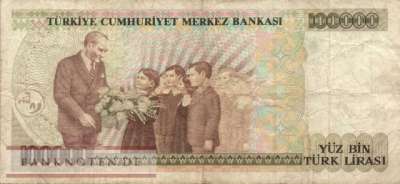 Türkei - 100.000  Lira (#205b_F)