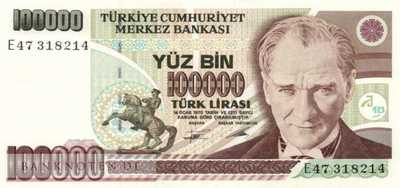 Türkei - 100.000  Lira (#205b_UNC)