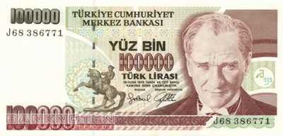 Turkey - 100.000  Lira (#206-1_UNC)