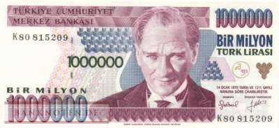 Turkey - 1 Million Lira (#209a-2_UNC)