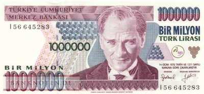Turkey - 1 Million Lira (#209b_UNC)