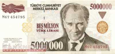 Turkey - 5 Million Lira (#210b-2_UNC)