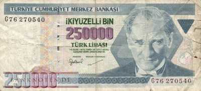 Turkey - 250.000  Lira (#211_VG)