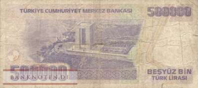 Turkey - 500.000  Lira (#212-1_VG)
