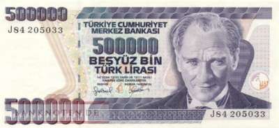 Turkey - 500.000  Lira (#212-3_UNC)