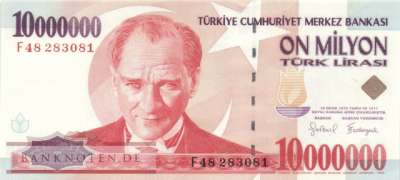 Turkey - 10 Million Lira (#214-1_UNC)