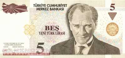 Turkey - 5  New Lira (#217-2_UNC)