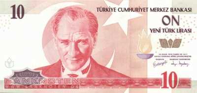 Turkey - 10  New Lira (#218-2_UNC)