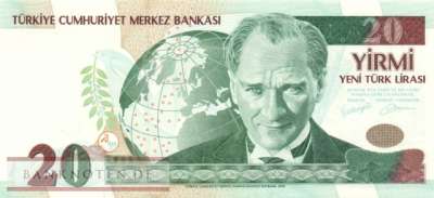 Turkey - 20  New Lira (#219-1_UNC)