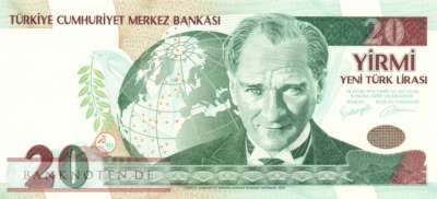 Turkey - 20  New Lira (#219-2_UNC)