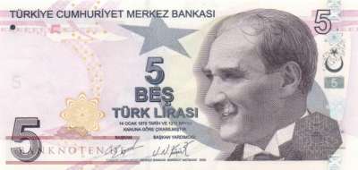 Turkey - 5  Lira (#222d_UNC)