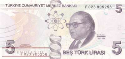 Turkey - 5  Lira (#222f_UNC)