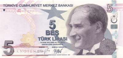 Turkey - 5  Lira (#222f_UNC)