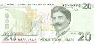 Turkey - 20  Lira (#224b-B_UNC)