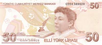 Turkey - 50  Lira (#225g_UNC)