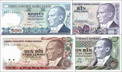 Turkey: 500 - 10.000 Lira (4 banknotes)