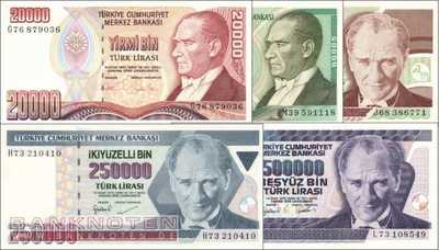 Turkey: 20.000 - 500.000 Lira (5 banknotes)