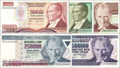 Turkey: 20.000 - 500.000 Lira (5 banknotes)