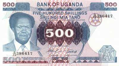 Uganda - 500  Shillings (#022a_UNC)