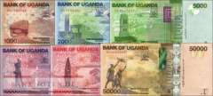 Uganda: 1.000 - 50.000 Shillings (6 Banknoten)