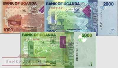 Uganda: 1.000 - 5.000 Shillings (3 Banknoten)