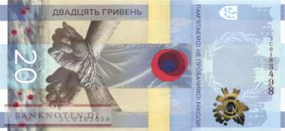 Ukraine - 20  Hryven - 1 year invasion of the Ukraine (#136F_UNC)