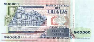 Uruguay - 10.000  Nuevos Pesos - grüner Überdruck (#068B-3_UNC)
