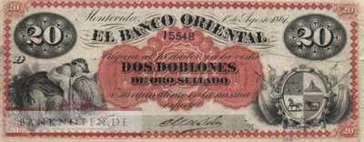 Uruguay - 20  Pesos = 2 Doblones - repaired (#S386_VG)