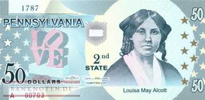 USA - Pennsylvania - 50  Dollars - Fantasiebanknote - Polymer (#1002_UNC)