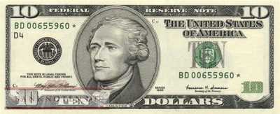 USA - 10  Dollars - Replacement (#506-D-R_UNC)